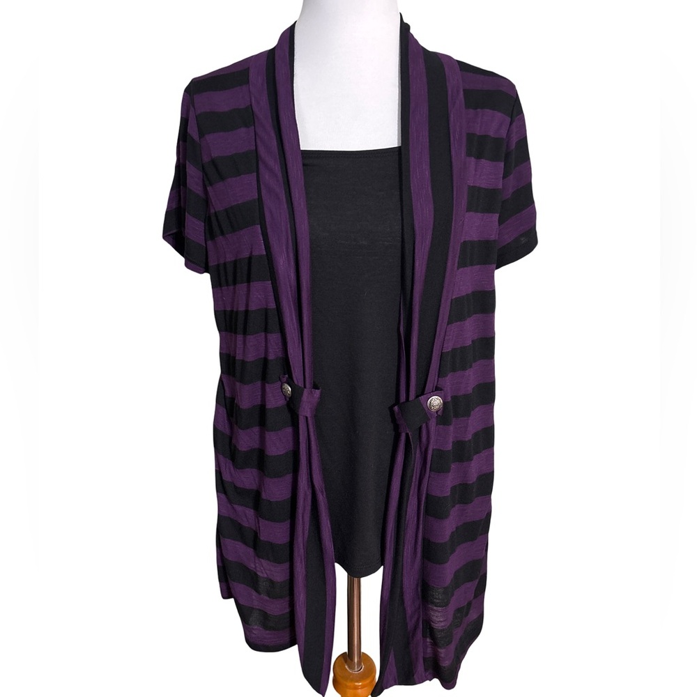 Lavish Purple Black Stripe Cardigan